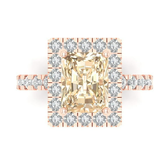 Solitaire with Accents Engagement Ring for Women - 3.84ct Natural Morganite in 18K Rose Gold Promise Ring