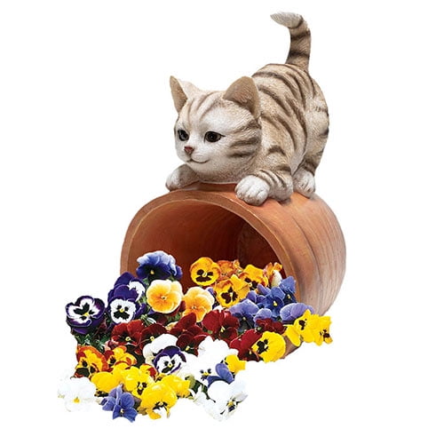 Direct Gardening Spilled Pot with Cat Statue
