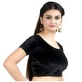 thumbnail image 3 of Chandrakala Women's Readymade Velvet Indian Ethnic Saree Blouse Crop Top Stretchable Choli-Medium, Black (B130BLA3), 3 of 3