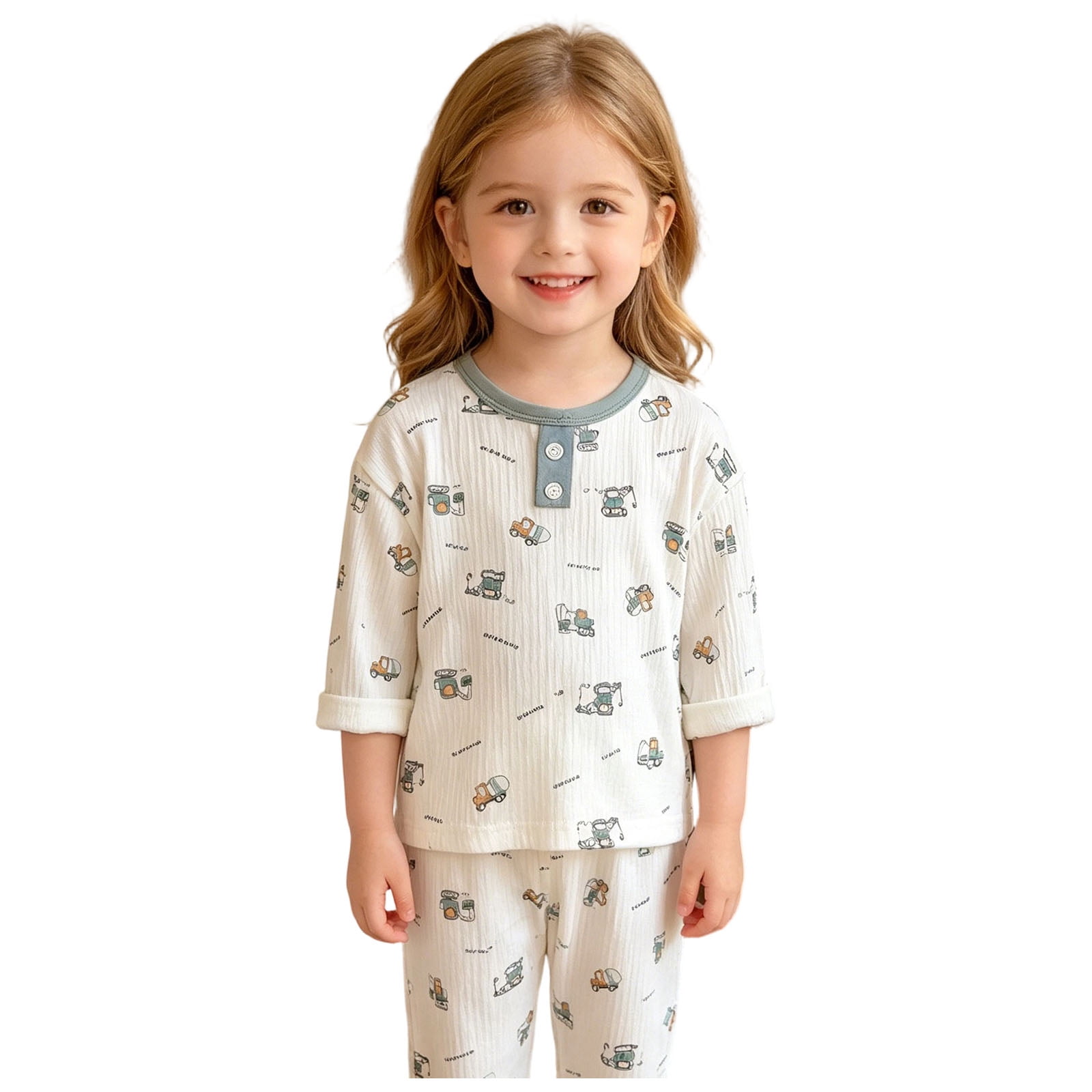 Toddler Winter Two-piece Set Boys Girls Pocket Home Wear Clothes Long Sleeved Shirts Long Pants Winter Clothes