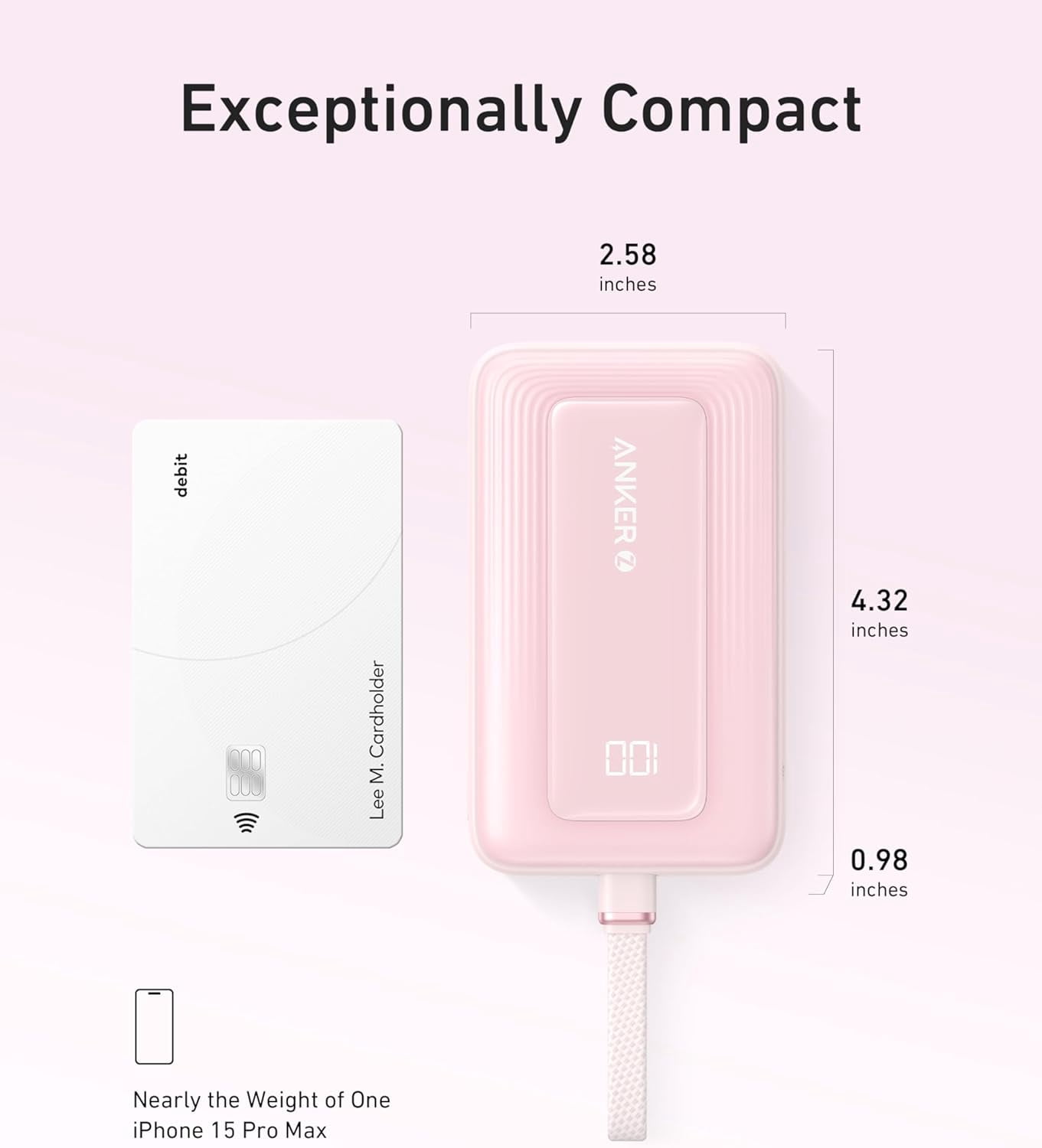 Anker Zolo Power Bank (2025 Upgraded Version), 20,000mAh 30W High-Speed Portable Charger with Built-in USB-C Cable