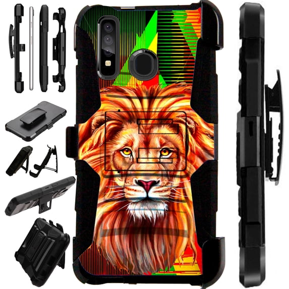 Compatible with Motorola Moto G Stylus (2020) | Moto G Power (2020) | Moto G Pro LuxGuard Holster Hybrid Phone Case Cover (Lion)