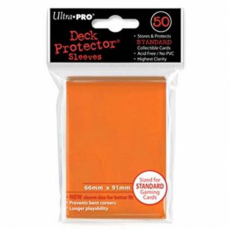 Trading Card Set Sleeves - Ultra-Pro Orange Deck Protectors (Sleeves) 50-count for Standard Sized Trading Card (UPR82673), 074427826734 By Ultra Pro
