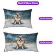 thumbnail image 5 of Hello Winter Bulldog Welcome Snowy Night Watercolor Vintage Quilt Pillowcase Dog Lover Gifts Idea Throw Pillow Cover Bed Home Decor - 01011, 5 of 5