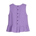 thumbnail image 6 of Women's Ruffle Hem Tank Top, Sleeveless Button Back Summer Vest, Plain Casual Layering Blouse, 6 of 6