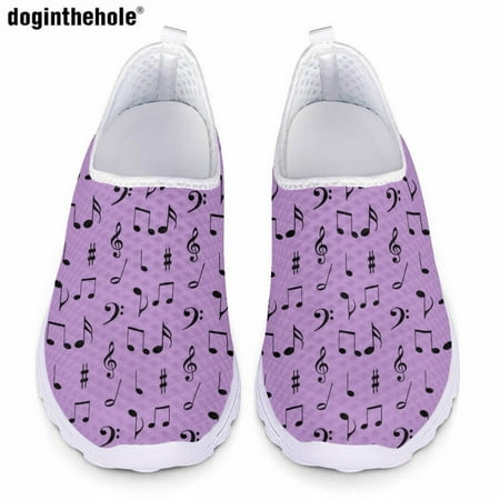 

Gradient Color Musical Notation Pattern Print Casual Flat Shoes for Ladies Summer Comfort Breathable Mesh Shoes Slip On Sneakers