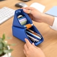 thumbnail image 5 of Triangle Pencil Case, Large Capacity Silicone Foldable Standing Pencil Pouch, Portable Vertical Desk Organizer for School Office Makeup (Red), 5 of 7