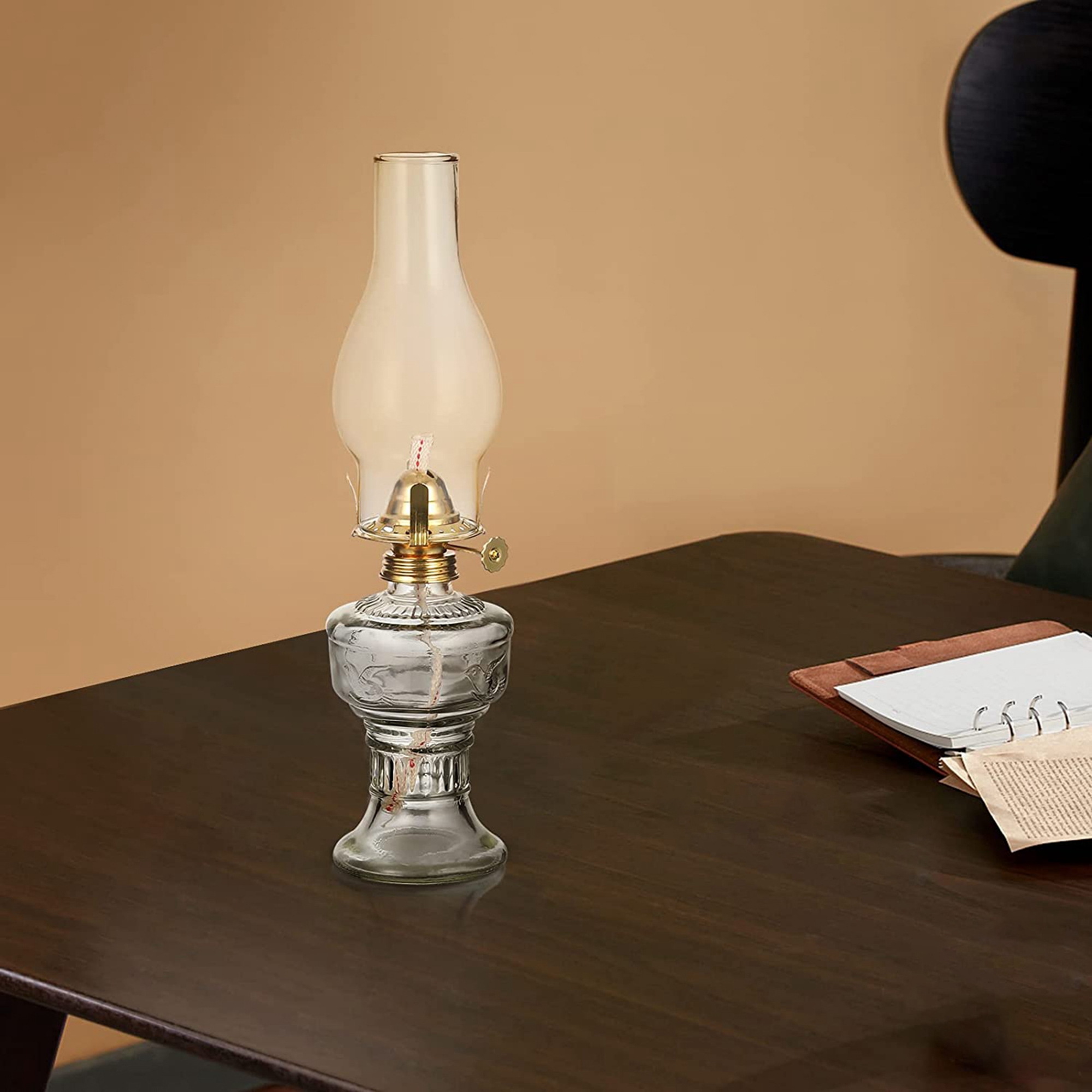 Large Oil Lamp Lantern Vintage Glass Kerosene Lamp 12.5'' Chamber Oil Lamps  for Indoor Use Home Decor Lighting Oil Lantern