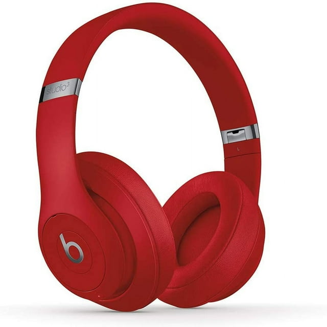 Casque d'Écoute Circum-Auriculaire Sans Fil à Réduction de Bruit Restored Beats Studio3 - Puce W1, Bluetooth Classe 1, 22 Heures d'Écoute, Microphone Intégré - (Rouge)