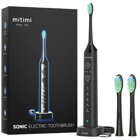 Mitimi D36 Sonic Electric Toothbrush with 3 Intensity Levels & 5 Modes, Wireless Fast Charge, for Adults & Kids