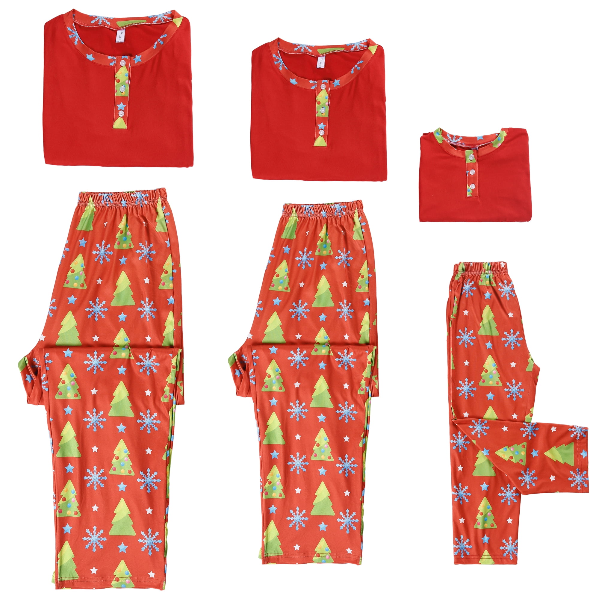 DARING DIVA Long Sleeve Button Up Tree Print Sleepwear Pajamas Sets ["Boys & Girls"] S Red