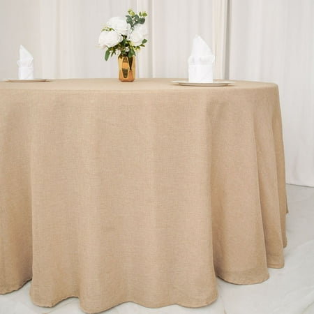 

Efavormart 108 Natural Jute Faux Burlap Round Tablecloth | Boho Chic Table Linen