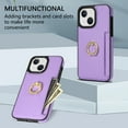 thumbnail image 4 of Allytech iPhone 14 Case Wallet, iPhone 14 Cover 6.1", Ring Holder Stand Shockproof Anti-Scratch Drop Protection Slim Fit Card Holder Wallet Case for Apple iPhone 14 - Purple, 4 of 5