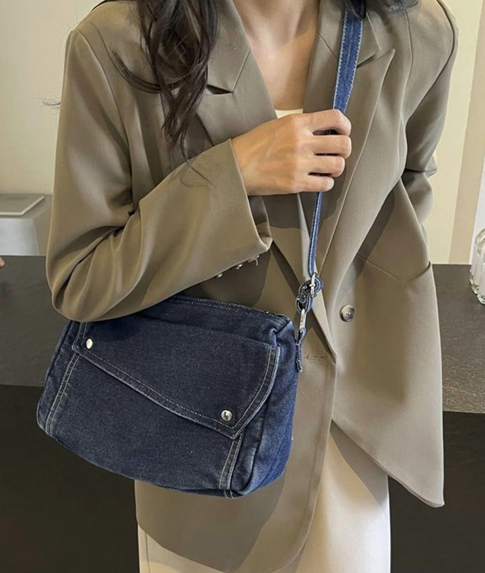2025 Denim Shoulder Bag Trendy Jean Canvas Messenger Bag for Women Tote Bag Retro Crossbody Handbag