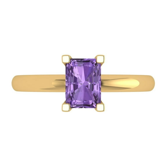 Solitaire Engagement Ring for Women - 1ct Simulated Alexandrite in 14K Yellow Gold Promise Ring