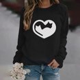 thumbnail image 2 of Bibifish Womens Crewneck Sweatshirts Valentines Day Casual Love Cat Printed Long Sleeve Sweatshirts Autumn Winter Casual Pullover, 2 of 6