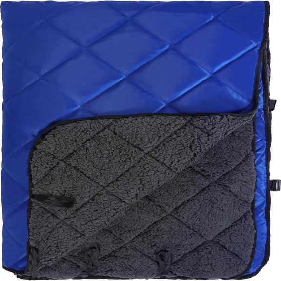 REDCAMP Large Camping Blanket with Sherpa Lining, Cold Weather Warm Outdoor Blanket Windproof for Camping Stadium, Machine Washable 59"x 79"，Black