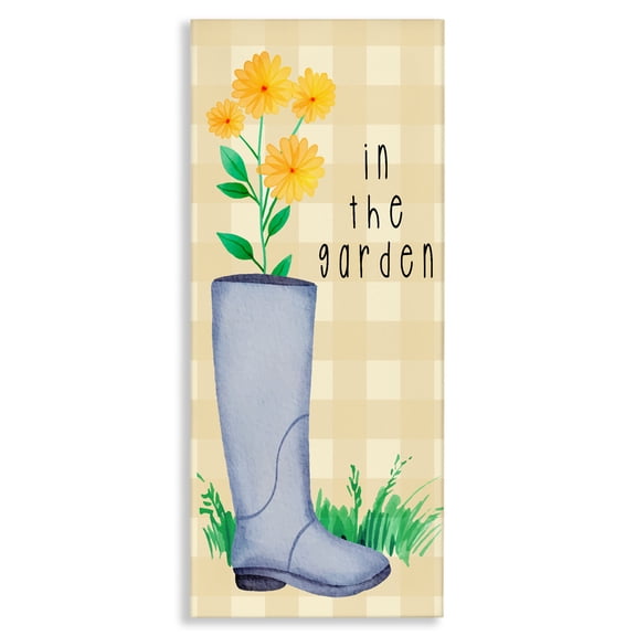 Stupell Industries Cottage In The Garden on Plaid Canvas Art, 10 x 24, by Lil' Rue