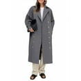 thumbnail image 2 of Women Double Breasted Long Trench Coat Windproof Lapel Casual Fall Overcoat, 2 of 5