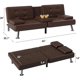 thumbnail image 3 of Futon Sofa Bed Modern Faux Leather Couch, Convertible Folding Couch Recliner Lounge for Living Room w/ 2 Cup Holders w/ Armrest My Lux Decor Round, 3 of 9