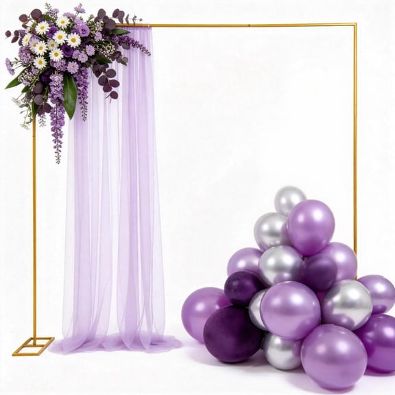 Miumaeov 10x10FT Backdrop Stand, Gold Square Balloon Arch Stand Heavy Duty, Wedding Backdrop Stand with Base, Flower Stand Metal Frame, Balloon Stands for Party Photo Booth