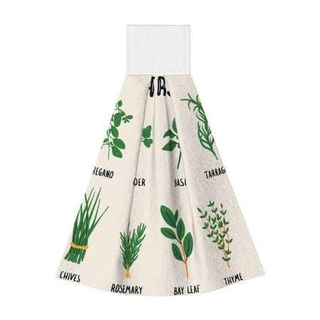 

Easygdp Herbs Kitchen Hand Towels Hanging Tie Towels Fast Drying Dish Cloth with Loop for Bathroom Restroom Home Decor