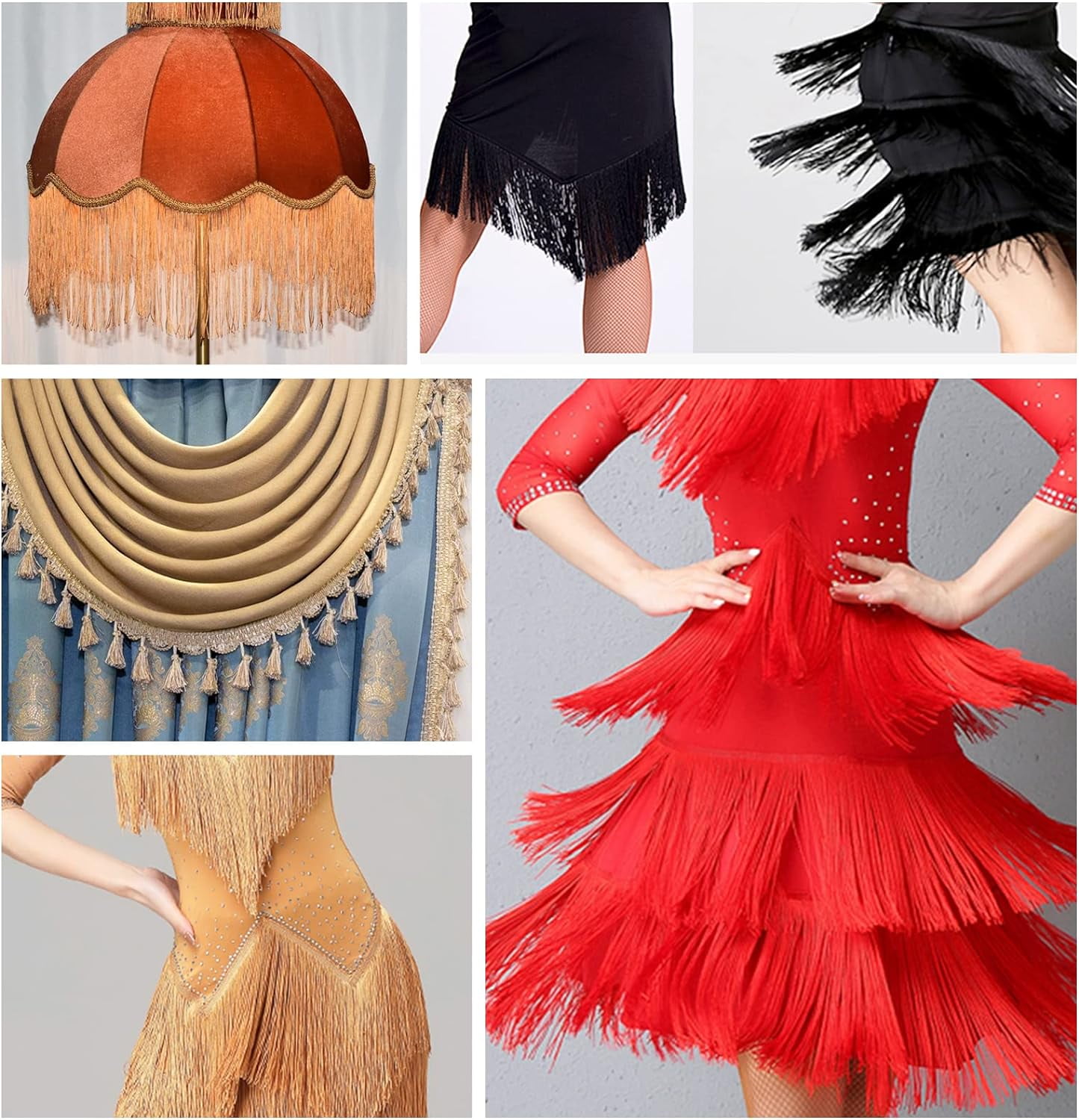 Tassel Fringe Polyester Ribbon for Garment Accessories Black 270~280x1mm about 9.5m/roll