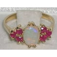thumbnail image 4 of LBG 14k Yellow Gold Real Genuine Opal and Ruby Womens Band Ring - Size 7, 4 of 5