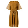 thumbnail image 3 of Robe Décontractée Grande Taille pour Femmes Col Rond Manches Mi-Longues Longueur Genou Robe de Soirée, 3 of 6