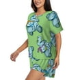 thumbnail image 2 of Bixox Women's Motorcycle Riding Dinosaur Printed Pajama Set 2 Piece Lounge Set Top and Shorts Soft Pajamas, Shorts with Pockets, 2 of 7