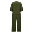 thumbnail image 5 of Dazajoo Solid Color 2 Piece Outfits Set for Women Cotton Linen 3/4 Sleeve Square Neck Shirts Tops Wide Leg Pants Lounge Suits 2024 Womens Summer Fashion Loose Fit Loungewear,Army Green,S, 5 of 8