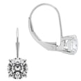 thumbnail image 1 of 14K Solid White Gold Earrings | Round Cut Cubic Zirconia | Leverback Drop Dangle Basket Setting | .50 CTW | With Gift Box, 1 of 8
