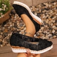thumbnail image 2 of Women's Lace Wedge Shoes Dressy Pointed Toe Shoes Breathable Closed Toe Shoes Comfortable Slip On Casual Shoes, 2 of 9