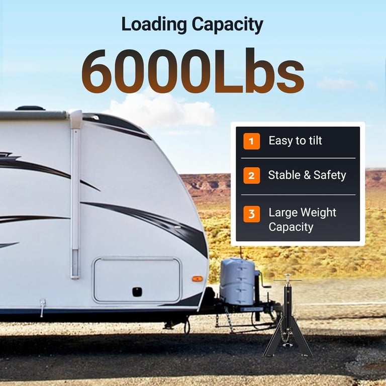 2-Pack Heavy Duty RV Stabilizer Jack Stands - 6000lb Capacity, 16-30 Inch Adjustable Height, For Trailers & Campers