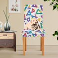 thumbnail image 4 of Yayeee 4 Pack Dining Chair Covers Stretch Parson Chairs Slipcovers Seat Protector, Green Simple Triangles, 4 of 6