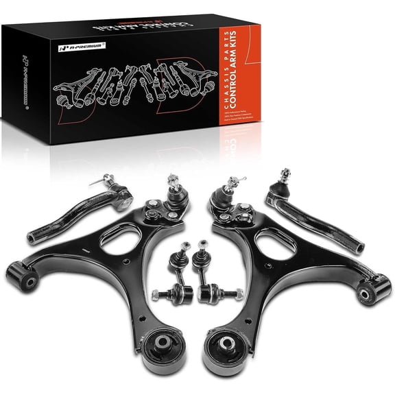 A-Premium 6Pcs Front Suspension Kit Lower Control Arm and Ball Joint Assembly Tie Rod End Sway Bar Link Compatible with Honda Civic 2006-2011 1.3L 1.8L