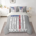 thumbnail image 3 of Homewish Cartoon Ice Hockey Bedding Comforter Set 7pcs, Eat Sleep Sports Queen Bedding Sets, Grey Stripes Abstract Reversible Queen Sheet Sets, Lightweight Room Decor, 3 of 8