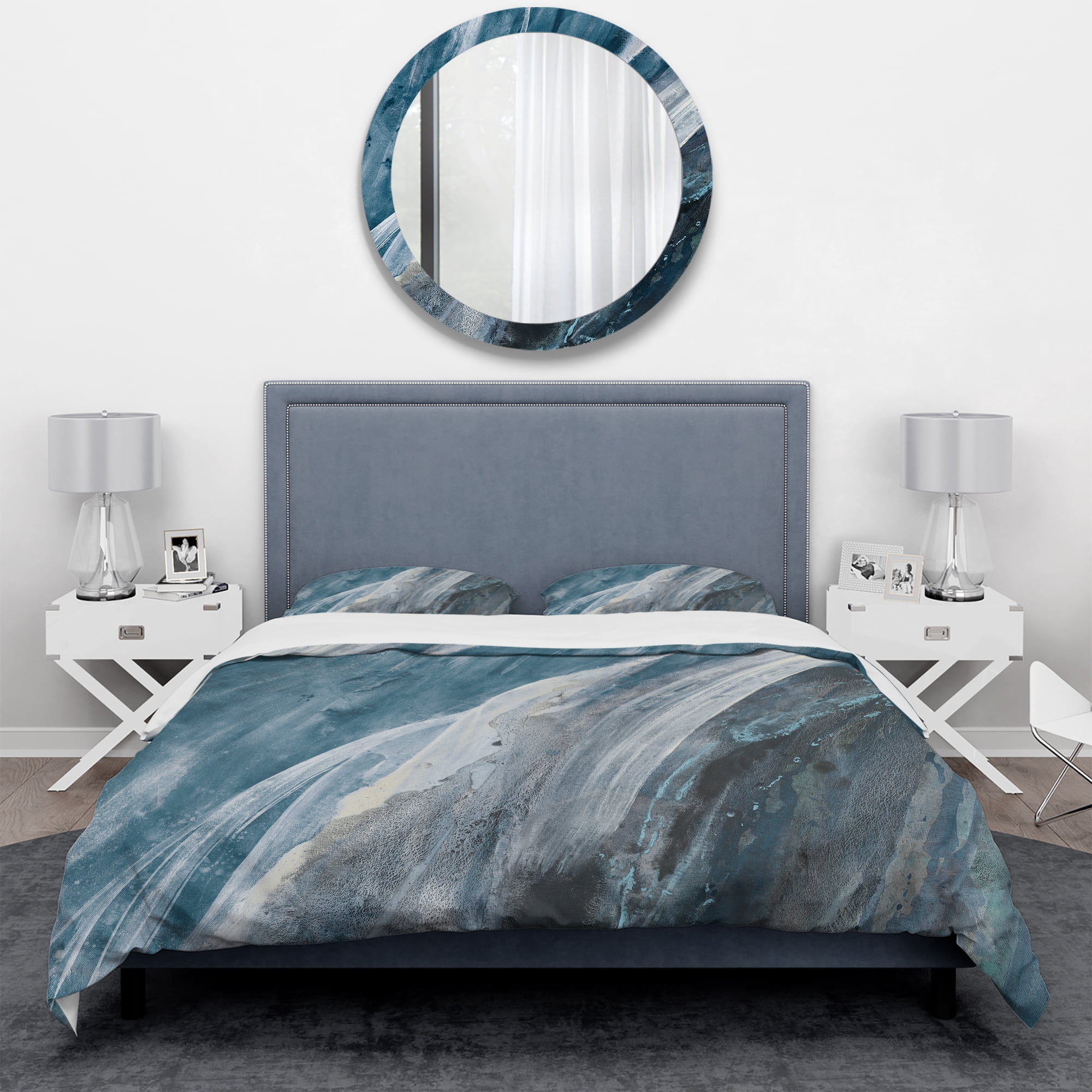 Designart 'Splash Blue Indigo' Geometric Duvet Cover Set