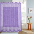 thumbnail image 4 of Purple Geometric Shower Curtains for Bathroom, White Greek Key Design Burlap Modern Art Waterproof Fabric Shower Curtain, Decorative Bathroom Curtain for Bathtub, 72"x78" , No Hooks Included, 4 of 9