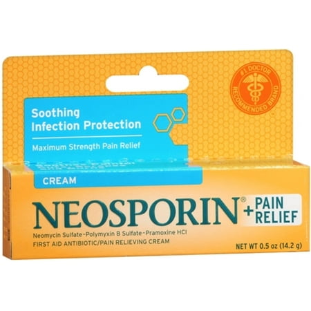 Neosporin Plus Pain Relief, Maximum Strength, First Aid Antibiotic Cream 0.5 oz (Pack of (Best Antibiotic Cream For Cuts)