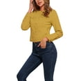 thumbnail image 4 of CHAQUETA DE DENIM CORTA SIN CUELLO DE MANGA LARGA PARA MUJERES INSPIRE CHIC XL AMARILLA, 4 of 6