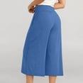 thumbnail image 5 of Riforla Capri Pants for Women Casual Summer Wide Leg Pants Stretch Palazzo Pants with Pockets Capris Womens Summer Pants Blue XXL, 5 of 7