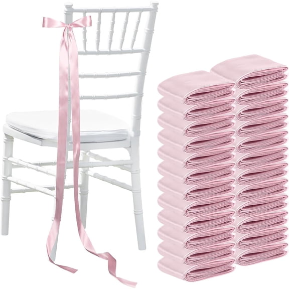24Pcs Chair Sash Ribbons for Wedding Decorations, 1.57x 78.74in DIY Bow Decorations Set for Lawn Party Chair Decor, for Ceremony Birthday Baby Shower,Pink