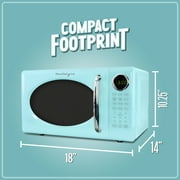 Nostalgia 0.7 cu ft Retro Microwave Oven, 700W Countertop Microwave Oven with 8 Auto Cook Programs, Aqua