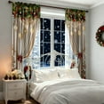 thumbnail image 3 of 2-Pack Christmas Curtains with Snowflake Print, Red Holiday Themed Window Drapes for Living Room & Bedroom, Semi-Sheer Polyester with Rod Pocket, Christmas Curtains for Living Room(220*100CM), 3 of 6