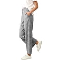 thumbnail image 2 of Zulora Women’s High Waisted Checkered Wide Leg Pants Button Fly Side Pockets Casual Summer Trousers, 2 of 9