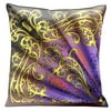 Lama Kasso 200-2 Incredibly Beautiful Purple, Pink and Gold Parisian Fan Reminiscent of Musical Notes 18 in. Square Satin Pillow