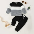 thumbnail image 2 of Winter Baby Boy Clothes 12-18 Months Toddler Baby Boy Fall Winter Outfit Contrast Color Long Sleeve Sweatshirts Stretch Jogger Pants Newborn Clothes Set, 2 of 4