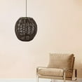 thumbnail image 6 of Pendant Lamp Shade Hanging Light Fixture Boho Woven Rattan Ceiling Round Brown, 6 of 8