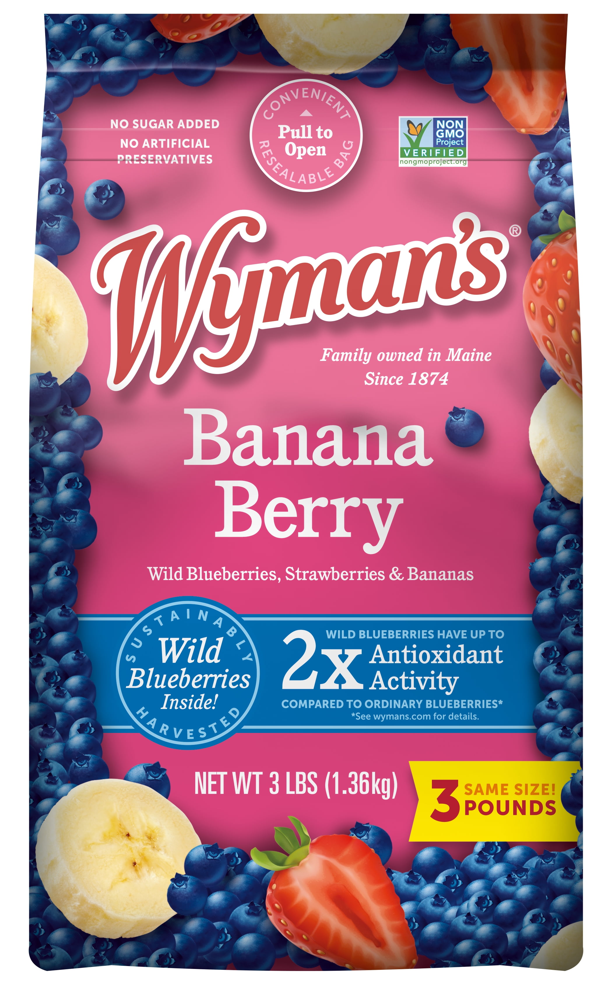 Wyman's Banana Berry with Wild Blues, Frozen, 48 oz, 3 lbs. bag